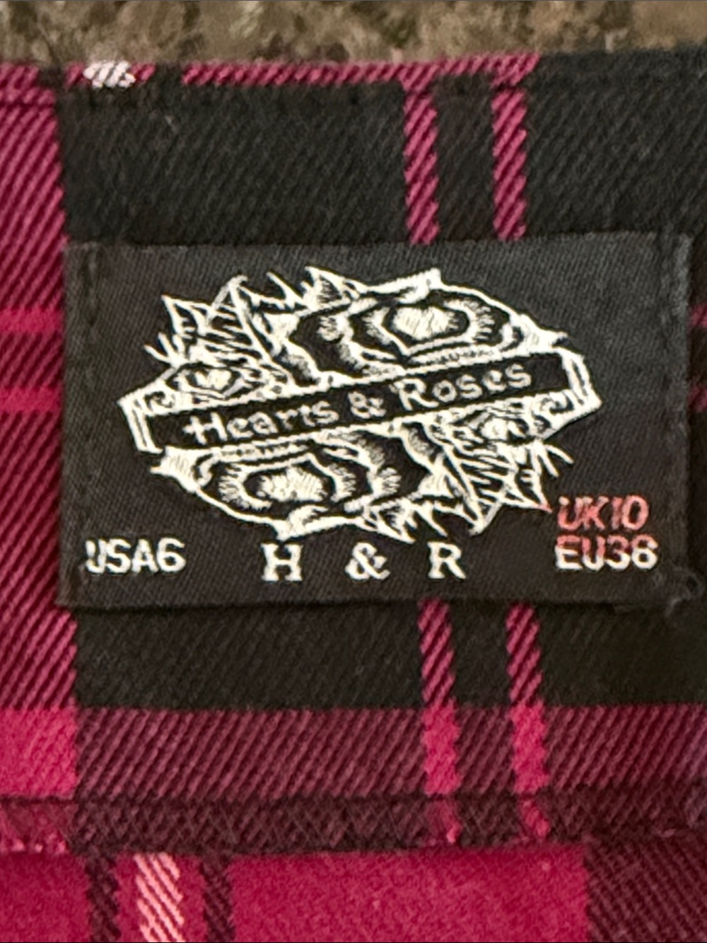 Hearts & Roses Berry Plaid Retro Pinup Style Dress - Picture 4 of 6